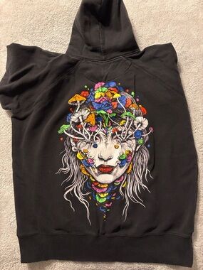 Stay Cold Black Graphic Hoodie Sweatshirt with Mushroom Eye